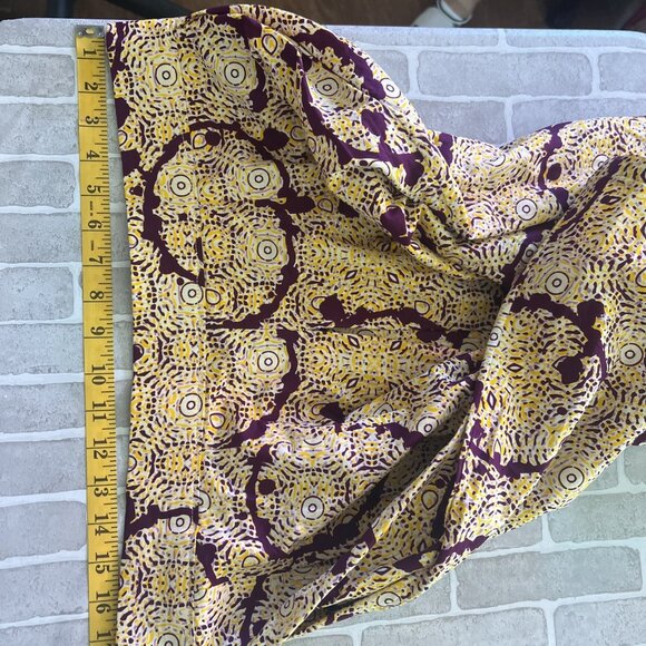 Womens New Francis Benedict Skirt Sz L Yellow Purple 100%Cotton - Picture 6 of 8